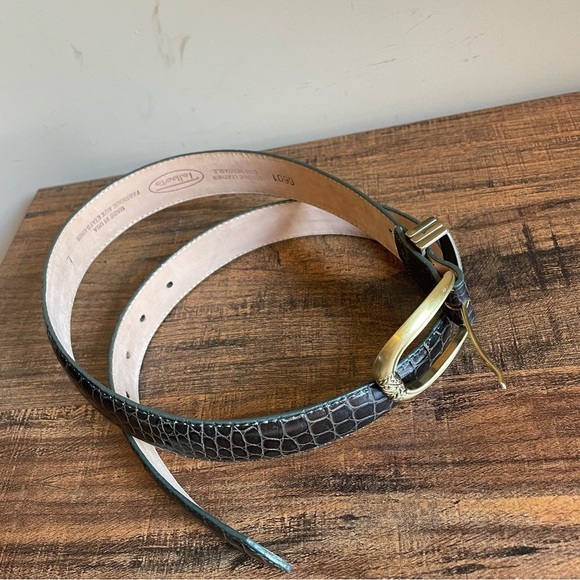 Talbots Genuine Italian Leather belt brownish black Large Crocodile - Picture 5 of 6